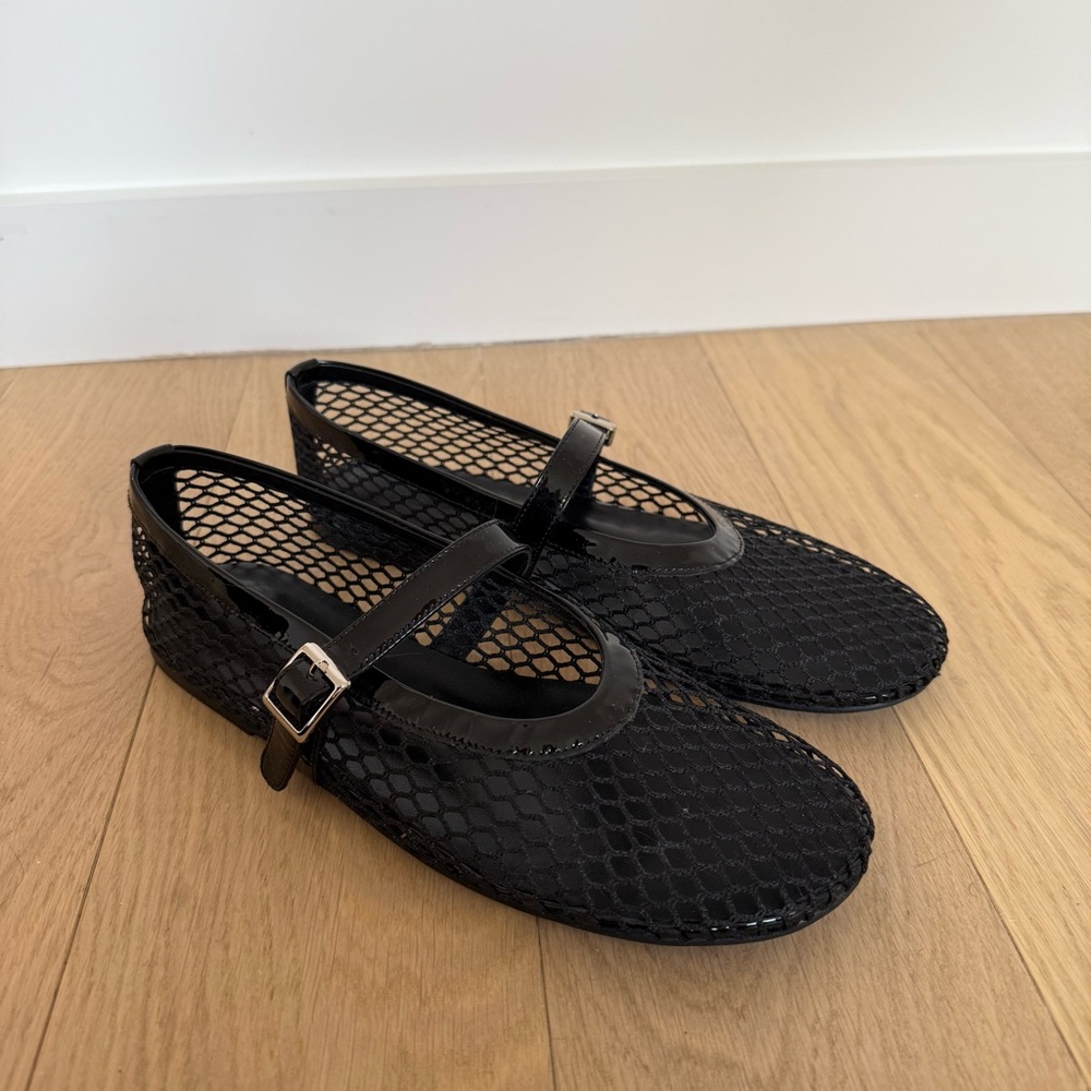 Tony Bianco Mia Black Mesh Flats Size 8